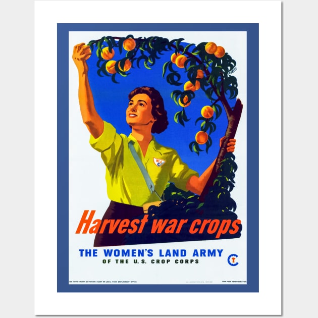 Restored Vintage Women's Land Army War Crops Print Wall Art by vintageposterco